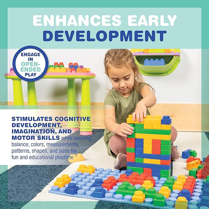 UNiPLAY Platform Soft Building Blocks — Educational Sensory Stacking Blocks, 11 x 11 Inch 3 Months (64-Piece Set)