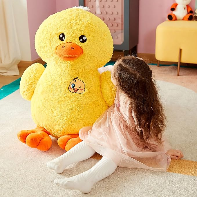 IKASA Large Duck Stuffed Animals Giant Soft Plush Toy,19" Cute Huge Jumbo Fluffy Plushy Big Size Duck Fat Plushie 19 inches)
