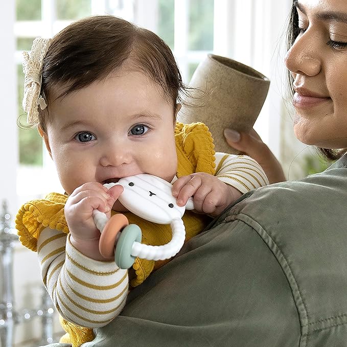 Ingenuity Soothing Sheppy Baby Teether Toy with Activity Rings, BPA-Free Silicone 3 Months+,