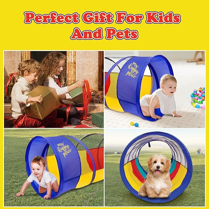 Kiddey Play Tunnel for Kids | Crawl Tunnels with See Through Sides