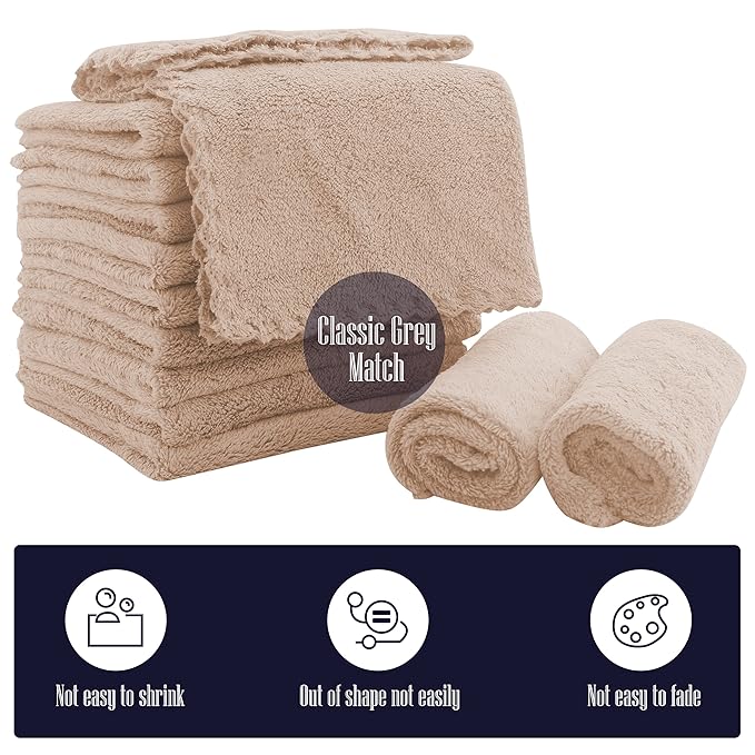 16 Pack Baby Washcloths - 10x10 Inch, Coral Fleece