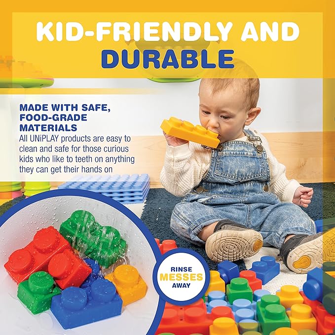 UNiPLAY Platform Soft Building Blocks — Educational Sensory Stacking Blocks, 11 x 11 Inch 3 Months (64-Piece Set)