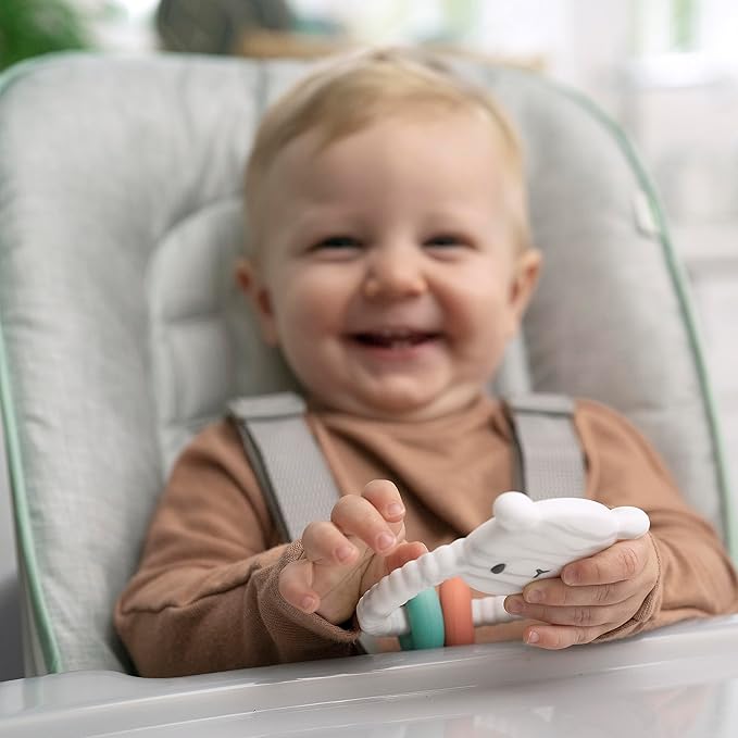 Ingenuity Soothing Sheppy Baby Teether Toy with Activity Rings, BPA-Free Silicone 3 Months+,