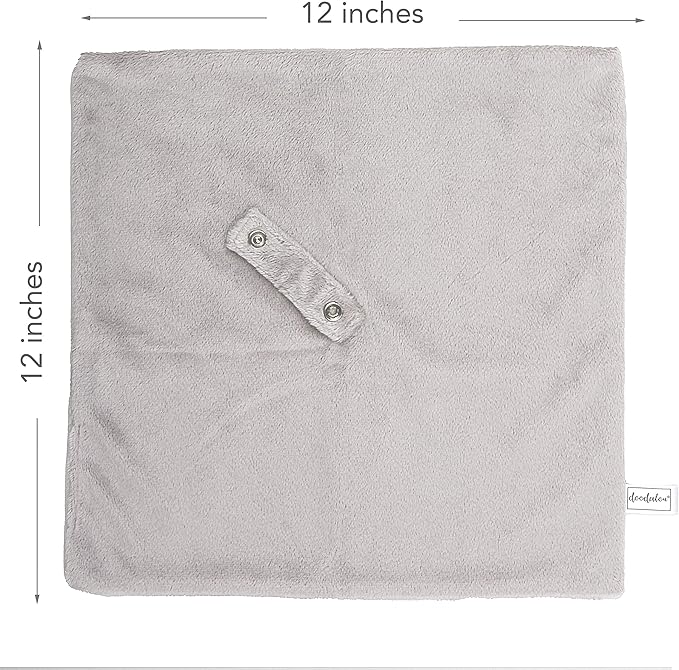 Ultra Soft Cotton Minky Velboa Baby Blanket with Snap Closure for Pacifier or Teether, Machine Washable 12 inch 12 inch