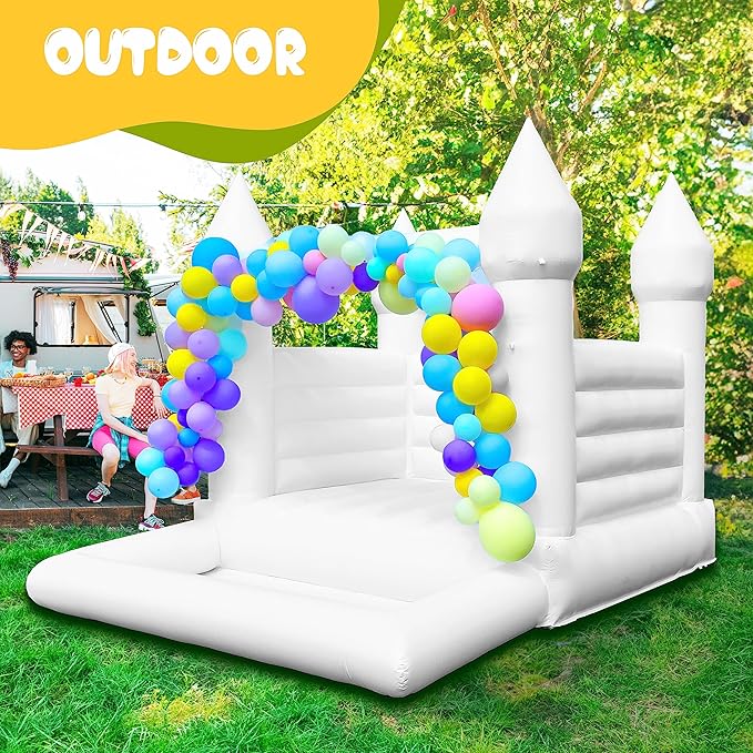 OZIS White Bounce House Castle with Ball Pit for Kids, 13x10x10FT Inflatable White Bounce House with Blower