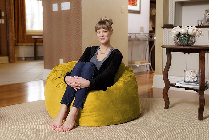 Chill Sack Bean Bag Chair - 3' Medium Teens & Kids Memory Foam Lounge Chair - Microsuede Lounge Sofa - Lemon