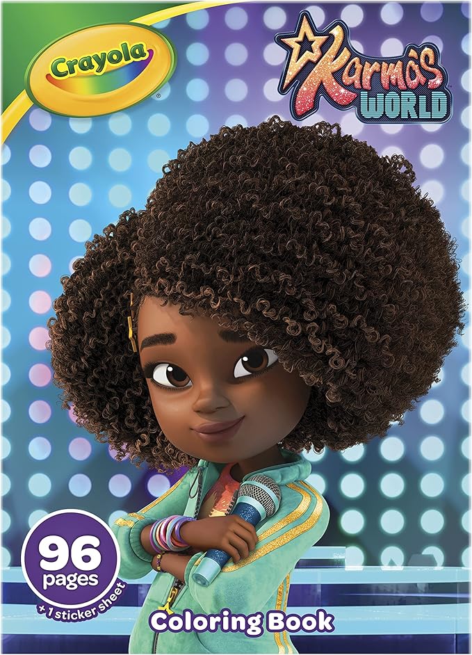 Crayola Karma's World Coloring Book, Stickers Included, Gift for Girls & Boys, 96 Pages