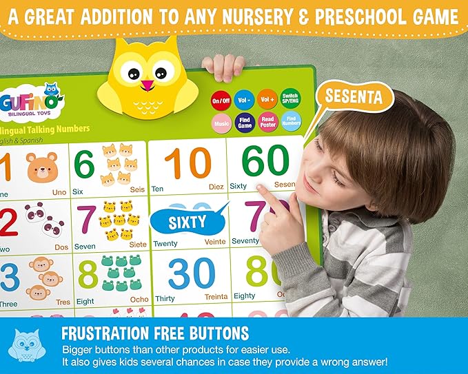 Bilingual Toddler Interactive Toys - English & Spanish ABC Learning for Toddlers. Numbers for Toddlers, Colors 3 Year