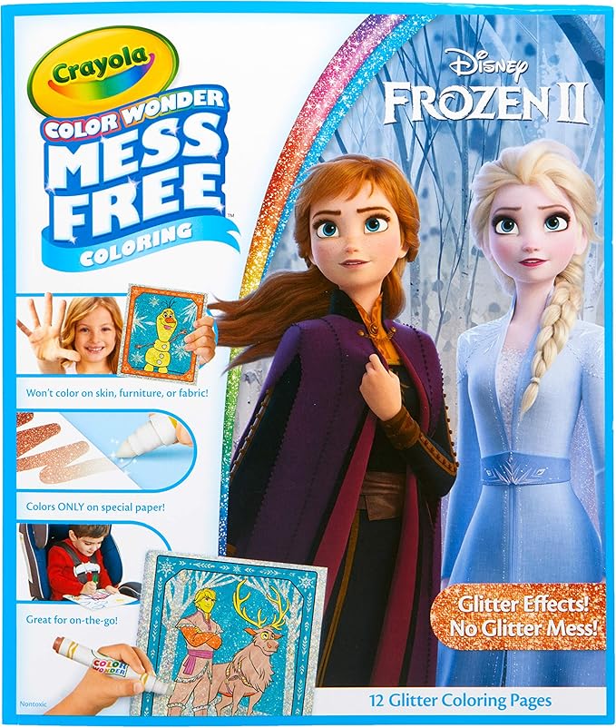 Crayola Frozen 2 Glitter Effects Color Wonder Set, Mess Free Coloring, Gift for Kids, 3, 4, 5, 6