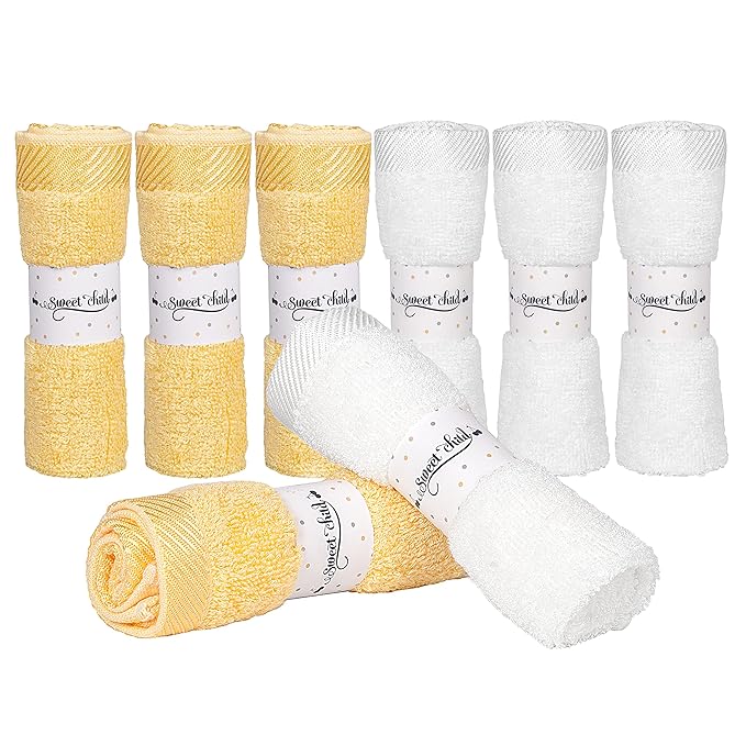 8-Pack Organic Baby Washcloths - Super Soft Rayon Washcloth, Baby Wash Cloths