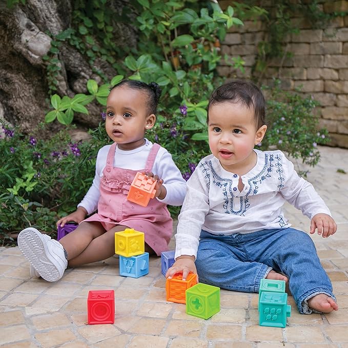 Edushape Mix & Match Textured Blocks - Set of 10 Stacking Blocks