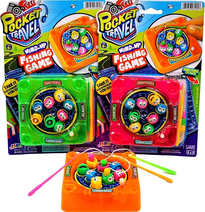 JA-RU Pocket Travel Magnetic Fishing Game (6 Toys) Classic Rotating 3205-6p