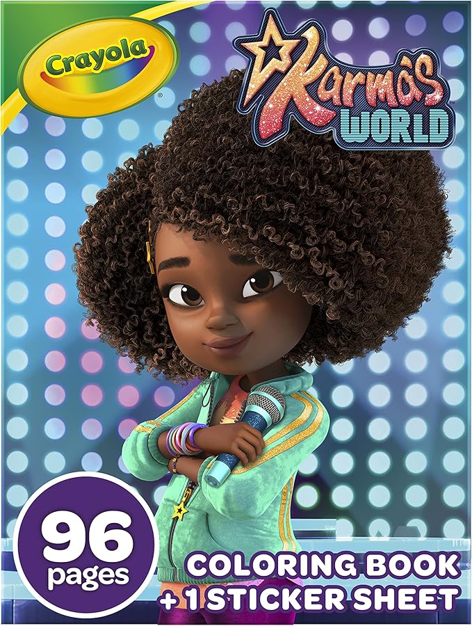 Crayola Karma's World Coloring Book, Stickers Included, Gift for Girls & Boys, 96 Pages