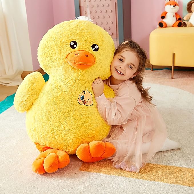 IKASA Large Duck Stuffed Animals Giant Soft Plush Toy,19" Cute Huge Jumbo Fluffy Plushy Big Size Duck Fat Plushie 19 inches)