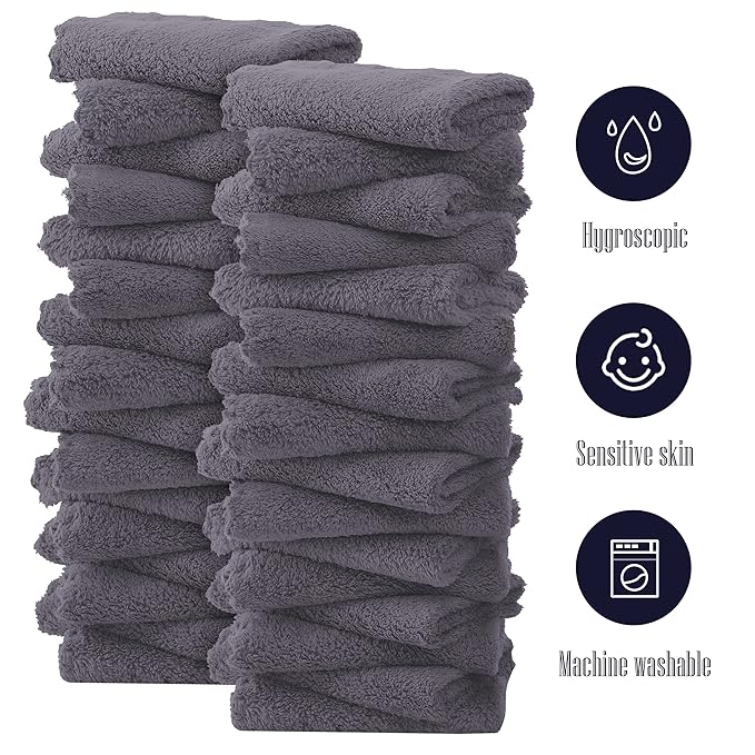 32 Pack Baby Washcloths - Luxury Coral Fleece 10x10 Inch