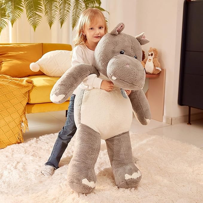 IKASA Giant Hippo Stuffed Animal - 30" Jumbo Plush Toy, Soft & Cute for Kids