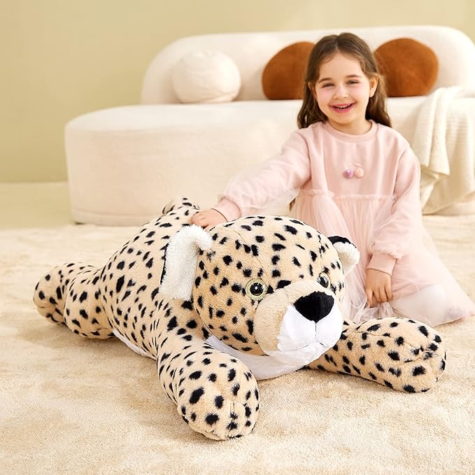 IKASA Giant Cheetah Stuffed Animal Plush Toy,Large Leopard Cute Jumbo Soft Toys 30 inches)