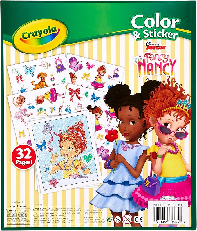 Crayola Fancy Nancy Coloring Pages & Sticker Sheets, Gift for Girls, Ages 3, 4, 5, 6, 7, Multicolor