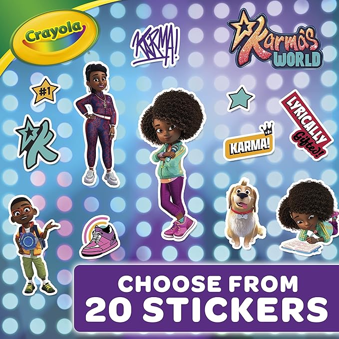Crayola Karma's World Coloring Book, Stickers Included, Gift for Girls & Boys, 96 Pages