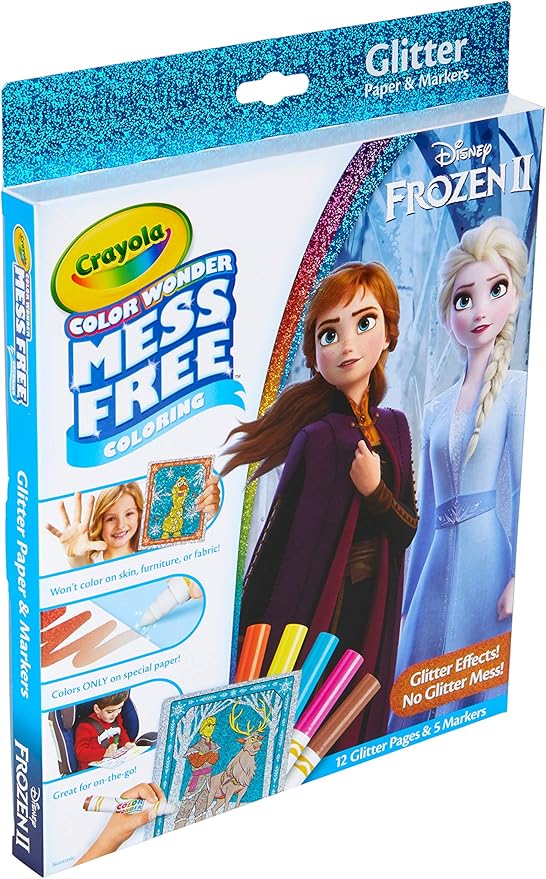 Crayola Frozen 2 Glitter Effects Color Wonder Set, Mess Free Coloring, Gift for Kids, 3, 4, 5, 6