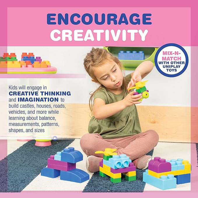 UNiPLAY Plus Soft Building Blocks — Creativity Toy, Educational Play (80-Piece Set)