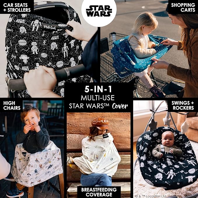 Milk Snob Original Star Wars 5-in-1 Cover, Little Rebel, Added Privacy for Breastfeeding, Baby Car Seat, Carrier, Stroller, High Chair, Shopping Cart, Lounger Canopy - Newborn Essentials, Nursing Top