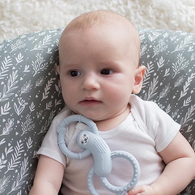 Dr. Brown's Flexees Blue Sloth, Soft 100% Silicone Baby Teether 3m+