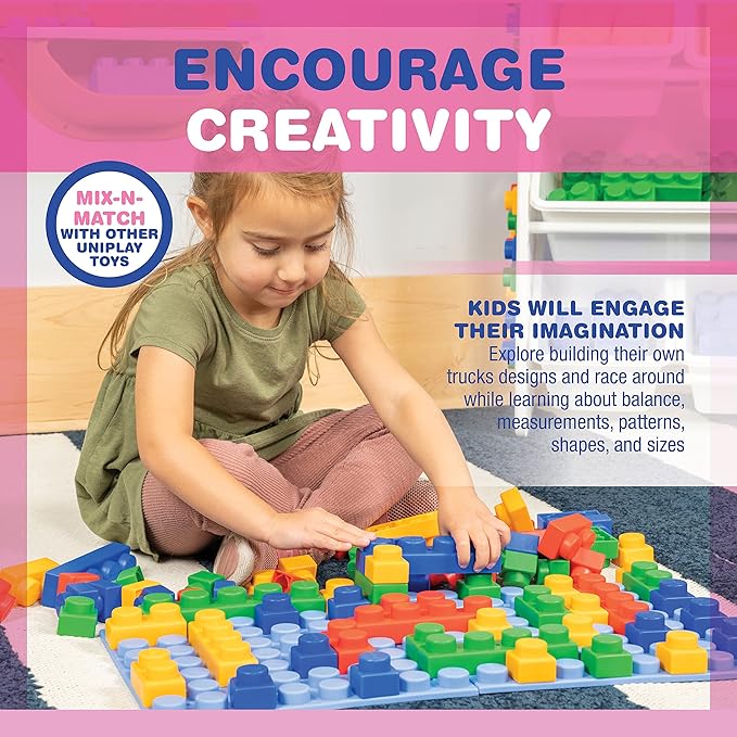 UNiPLAY Platform Soft Building Blocks — Educational Sensory Stacking Blocks, 11 x 11 Inch 3 Months (64-Piece Set)