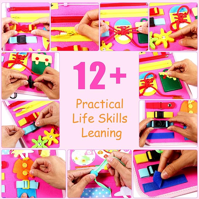 Busy Board for Toddlers, Montessori Toys Developing Sensory Activity Book 3-12 Year