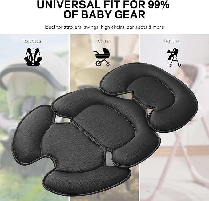 Universal Baby Seat Liner – Reversible Infant Car Seat Insert & Stroller Cushion – Head & Body Support for Newborns – All-Season Soft Pad for Swings, High Chairs, Travel – Gift-Ready, Machine Washable