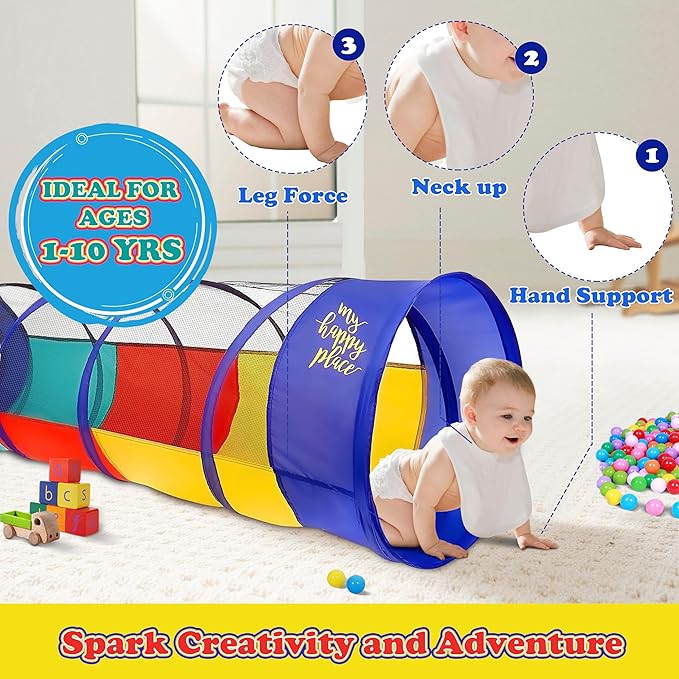 Kiddey Play Tunnel for Kids | Crawl Tunnels with See Through Sides
