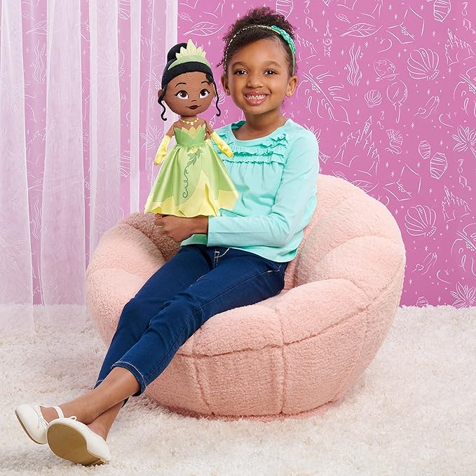 Disney Princess So Sweet Tiana 12.5-inch Plush Doll, Green Ball Gown, Black Hair, Soft Plush, Kids Toys for Ages 3 Up by Just Play
