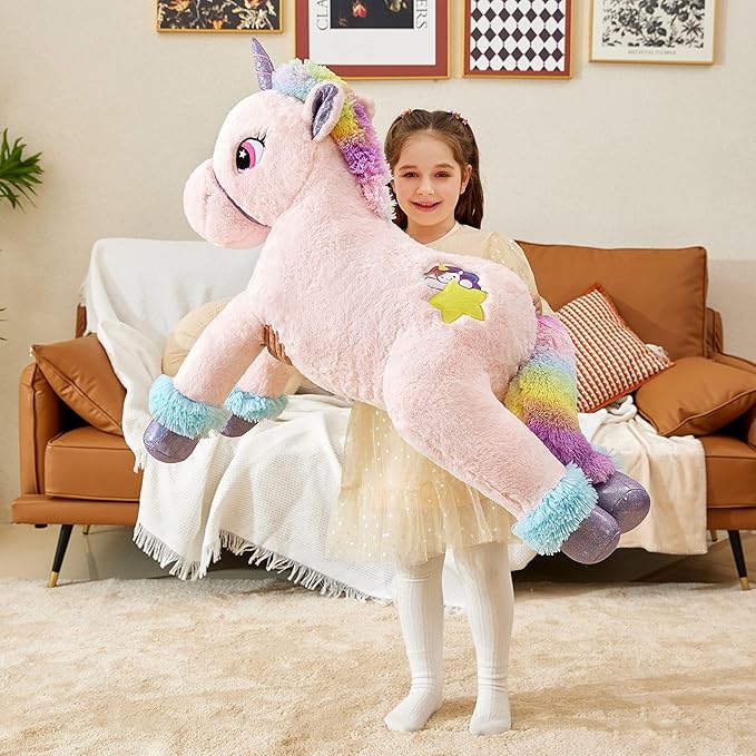 IKASA Giant Unicorn Stuffed Animal Plush Toy,Big Large Jumbo Soft Toys 43" Huge (43 inches,