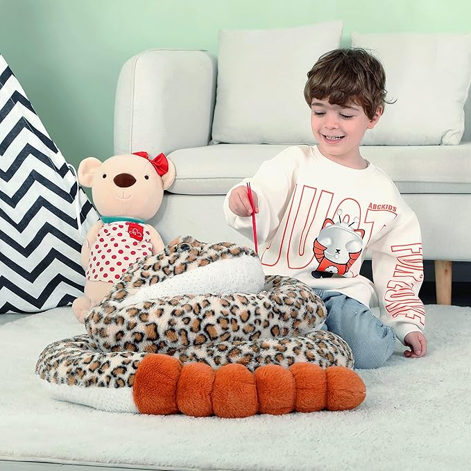 IKASA Giant Snake Stuffed Animal Plush Toy,106" Large Rattlesnake Cute Jumbo Soft Toys