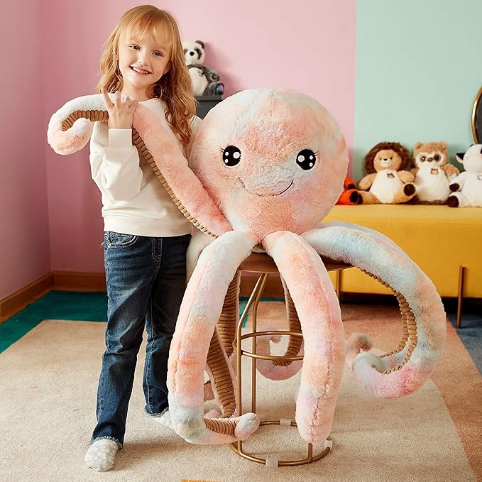 IKASA Giant Octopus Stuffed Animal Jumbo Plush Toy,30" Soft Toy Large Cute Huge Jumbo Kawaii Fluffy Big Size Fat Oversized Plushie