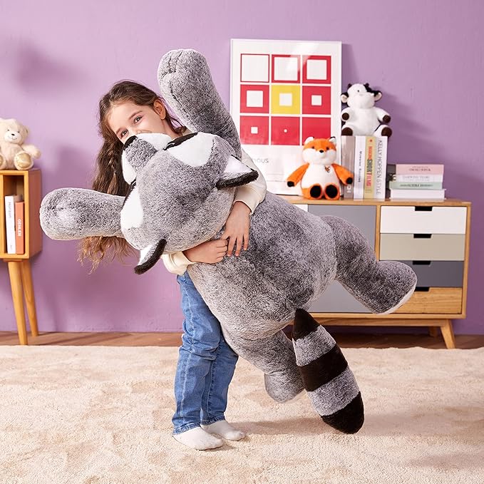 IKASA Giant Raccoon Stuffed Animal Plush Toy,Large Racoon 30" Cute Jumbo Soft Toys