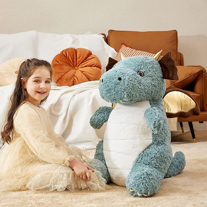IKASA Giant Dragon Stuffed Animal Plush Toy,23" Large Winged Dinosaur Big Jumbo Soft Toys