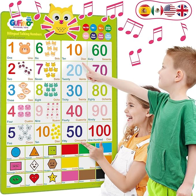 Bilingual Toddler Interactive Toys - English & Spanish ABC Learning for Toddlers. Numbers for Toddlers, Colors 3 Year