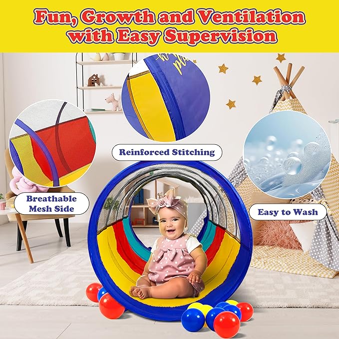 Kiddey Play Tunnel for Kids | Crawl Tunnels with See Through Sides