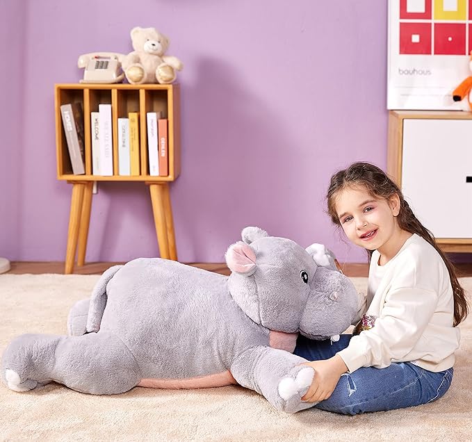 IKASA Giant Hippo Stuffed Animal Plush Toy,Large Hippopotamus Cute 30" Jumbo Soft Toys