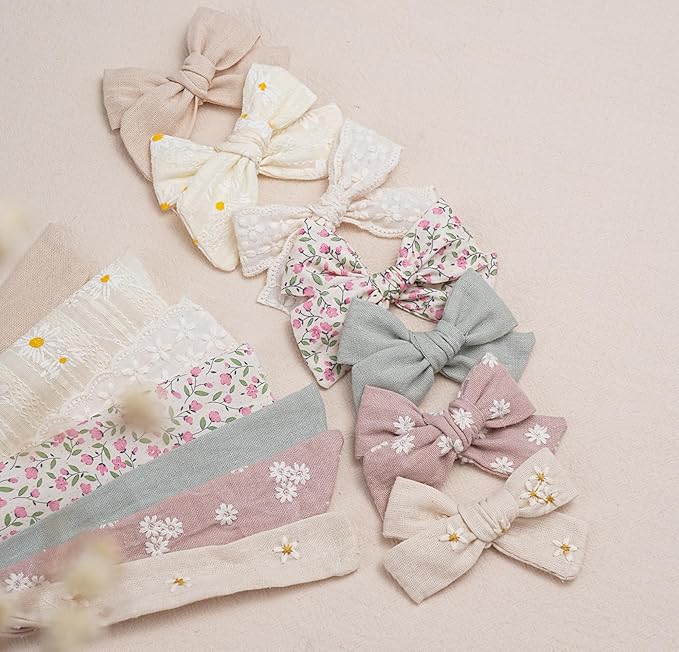 Fancy Clouds Baby Girl Bows and Headbands,14 pcs Stretchy Soft Nylon Hairbands Hair Bows for Newborns