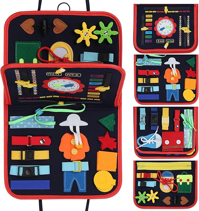 Busy Board for Toddlers,Montessori Toys Developing Sensory Activity Book Preschool 1 2 3 4