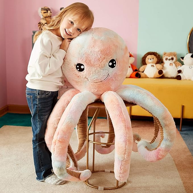 IKASA Giant Octopus Stuffed Animal Jumbo Plush Toy,30" Soft Toy Large Cute Huge Jumbo Kawaii Fluffy Big Size Fat Oversized Plushie