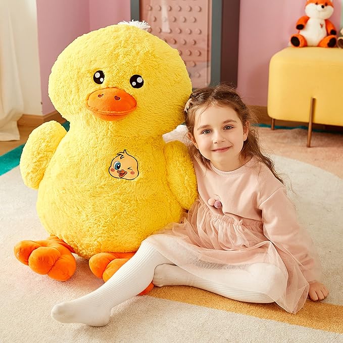 IKASA Large Duck Stuffed Animals Giant Soft Plush Toy,19" Cute Huge Jumbo Fluffy Plushy Big Size Duck Fat Plushie 19 inches)