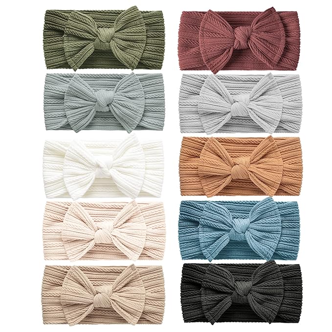 Niceye Pack of 10, Baby Girls Headbands with Bows Handmade