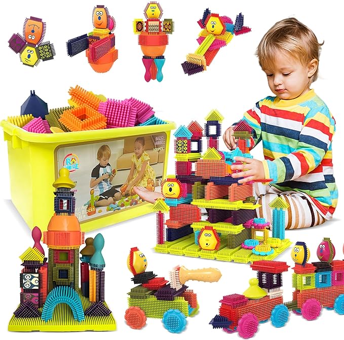 Bristle Blocks, STEM Interlocking Building Toys for Kids Ages 4-8 108 PCS 3D Building