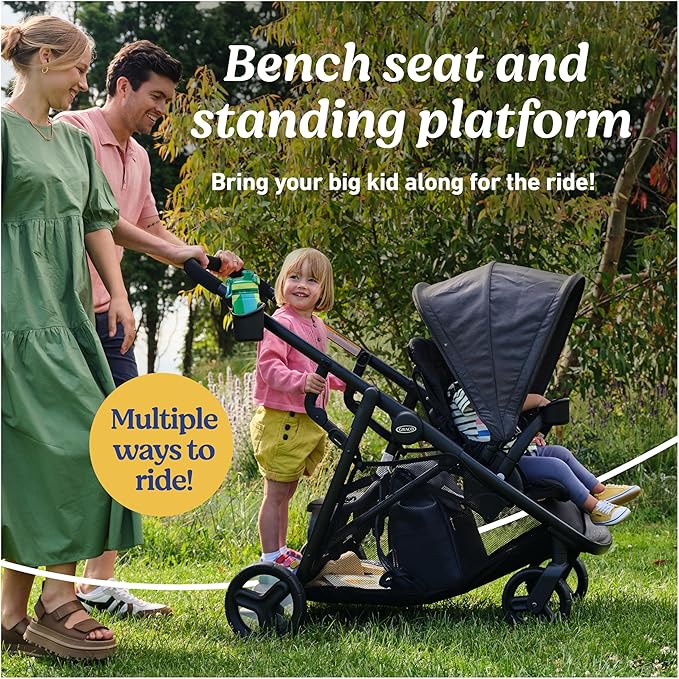 Graco Ready2Grow LX 2.0 Double Stroller Features Bench Seat and Standing Platform Options, Clark