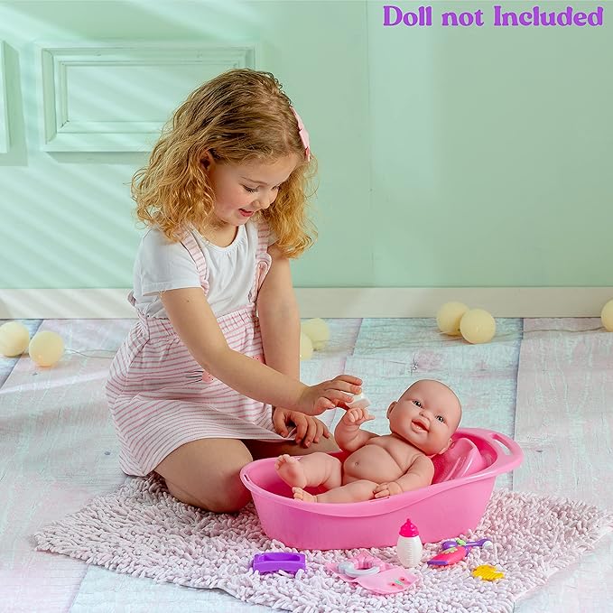 JC Toys Baby Doll Newborn Realistic Bath for Keeps Playtime! | Fits Dolls up to 16" 2+, Pink