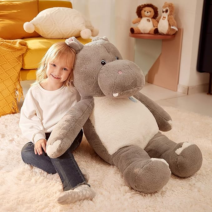 IKASA Giant Hippo Stuffed Animal - 30" Jumbo Plush Toy, Soft & Cute for Kids