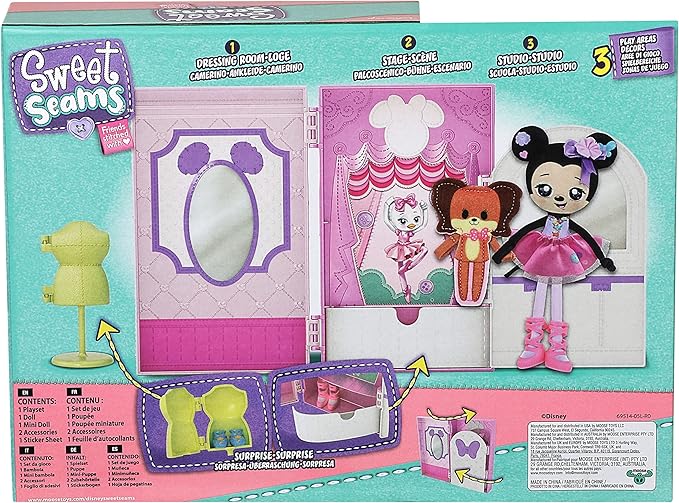 SWEET SEAMS 6" Soft Rag Doll Deluxe Pack – 1pc Toy | Minnie Mouse & Fifi Ballet Studio